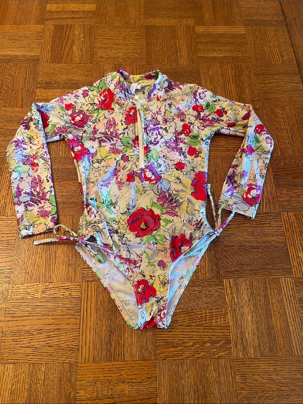 ZIMMERMAN Long-Sleeve Floral One-Piece Swimsuit - Pink & Multicolor 6